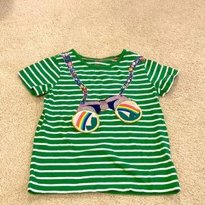 Mini Boden size 7-8 striped t shirt with binocular detail